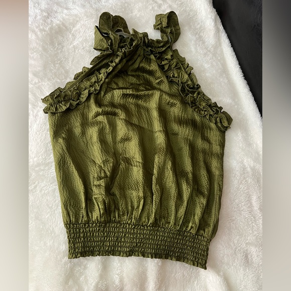 Bebe Olive Ruffle Tank Top - Picture 4 of 9